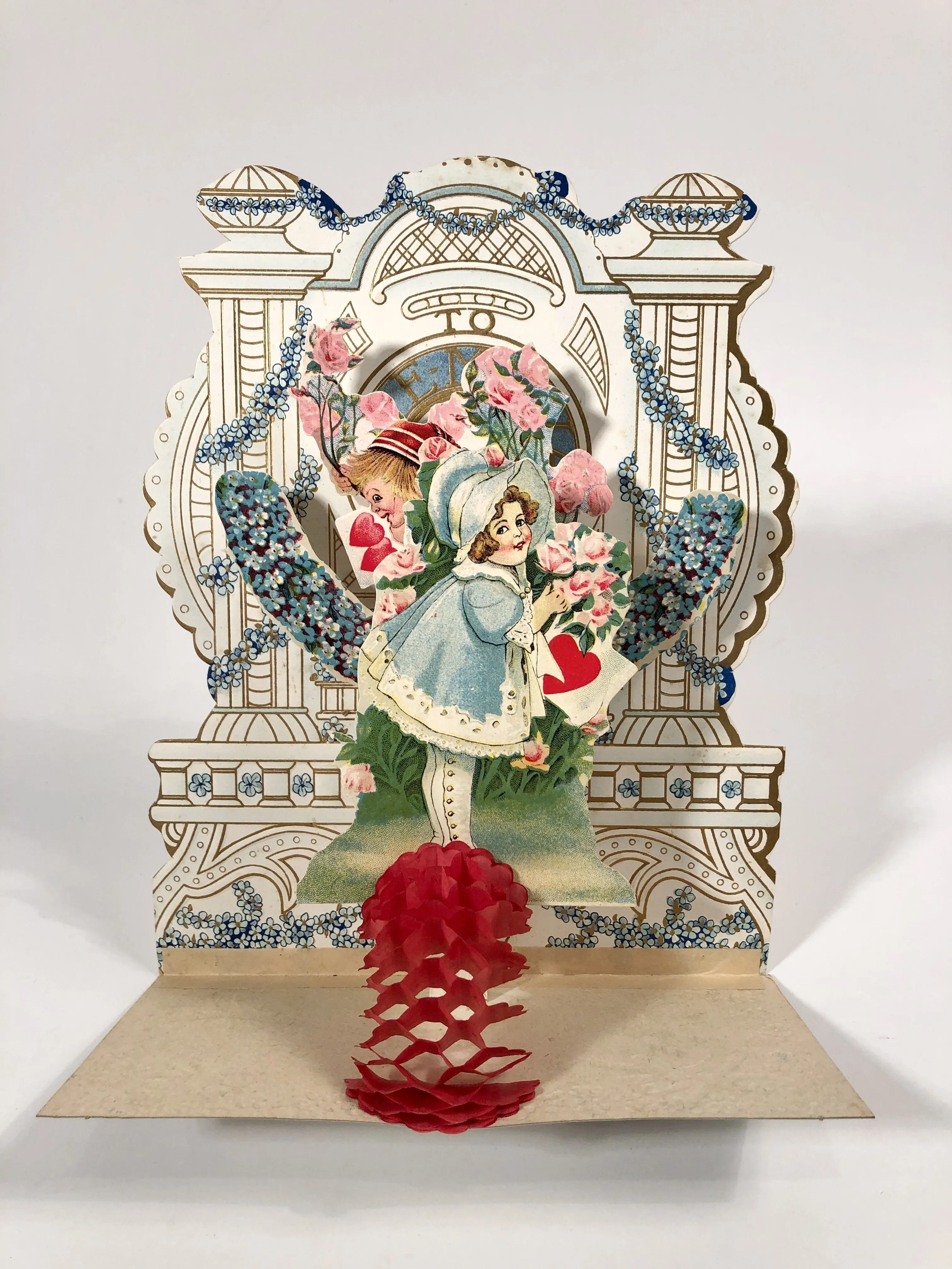 Antique 1920's Pop-Up Diorama VALENTINE || Heart's Garden, Young Couple