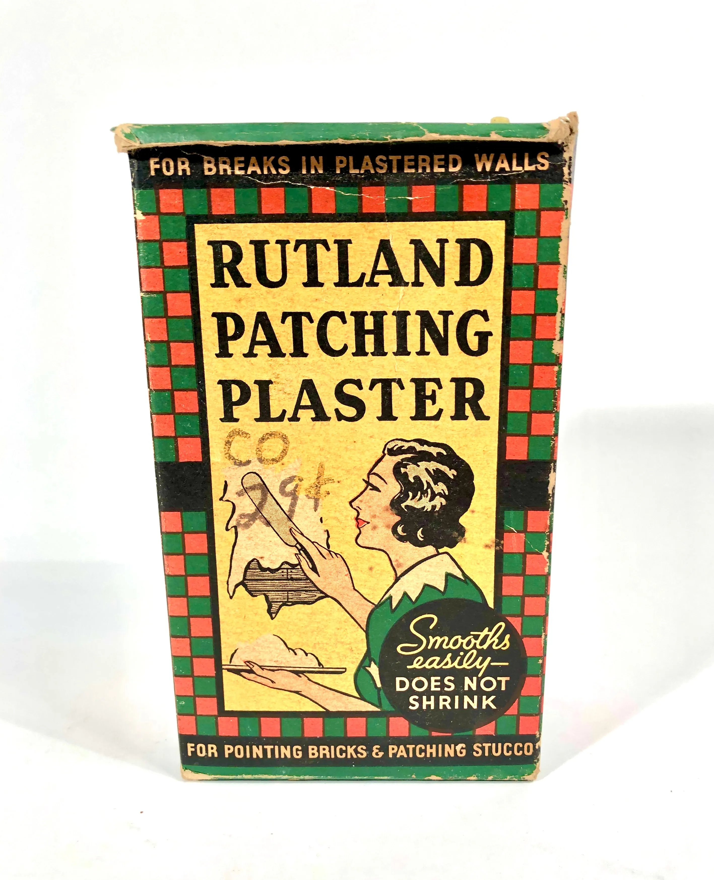 Antique 1930's Rutland PATCHING PLASTER Box, Vintage Home Improvement