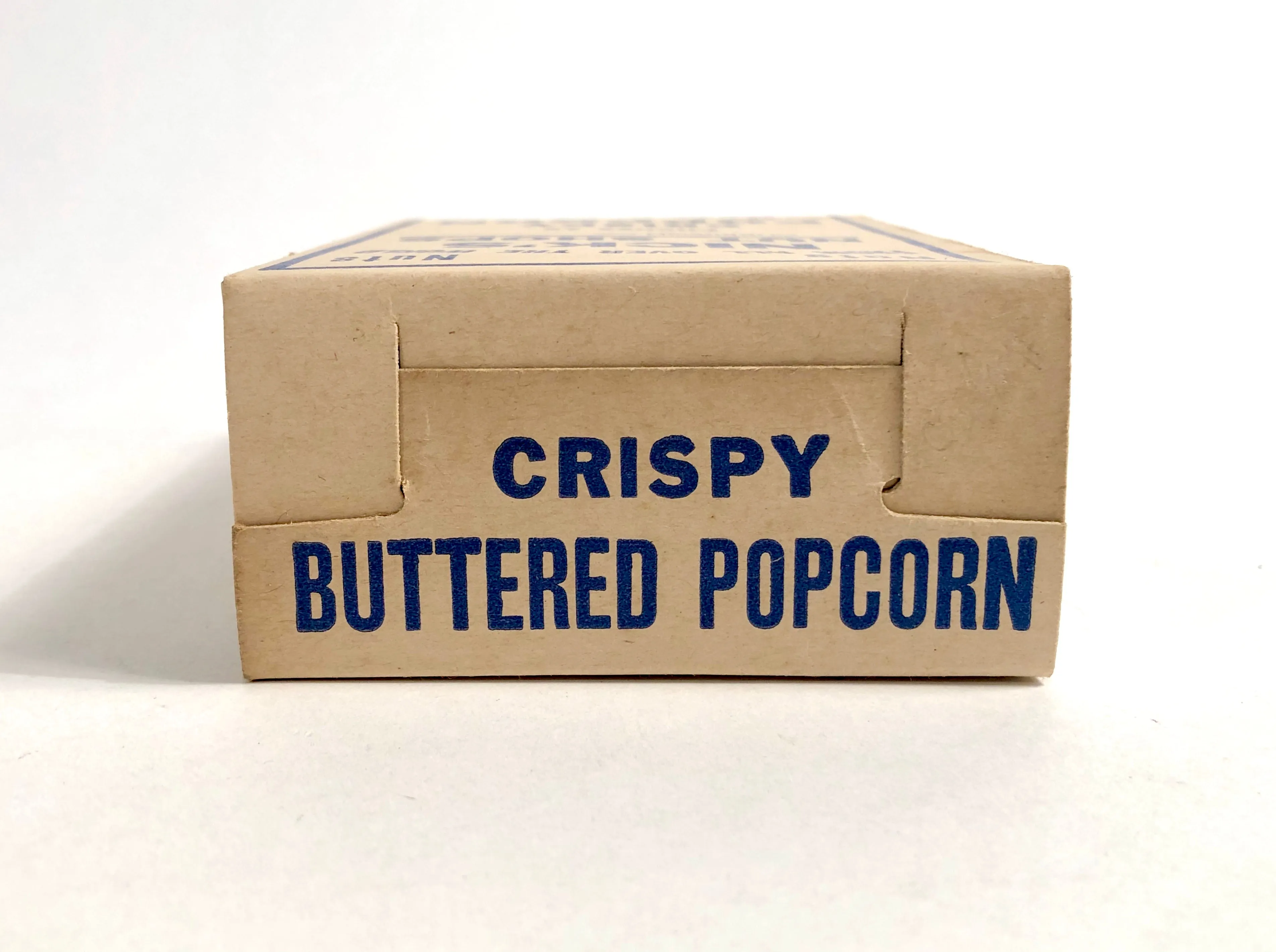 Antique Nick's Nut Shops Crispy Buttered Popcorn Box, Unused Food Package