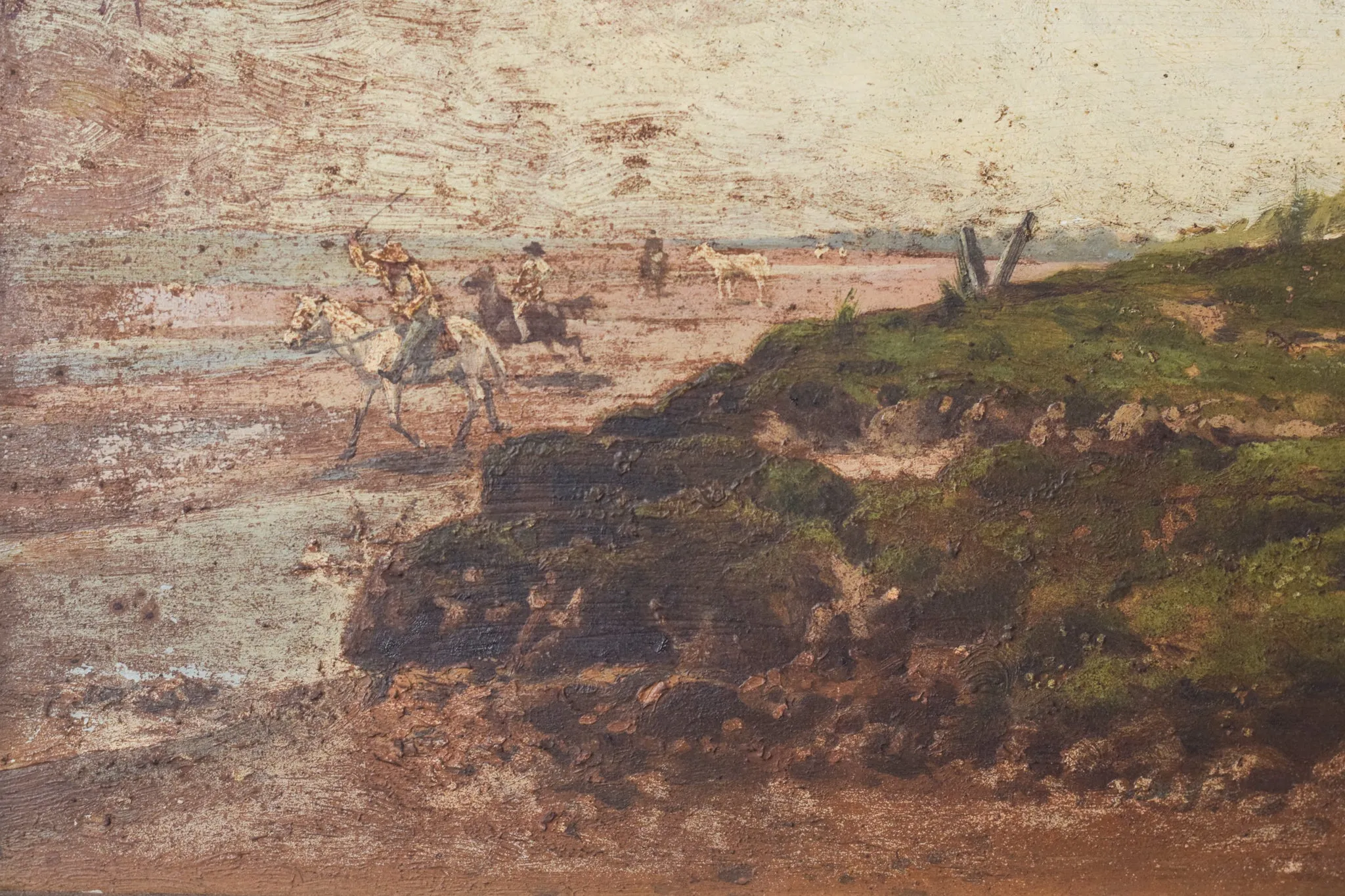 Argentinian Seascape with Horses - Signed F. Fortuny