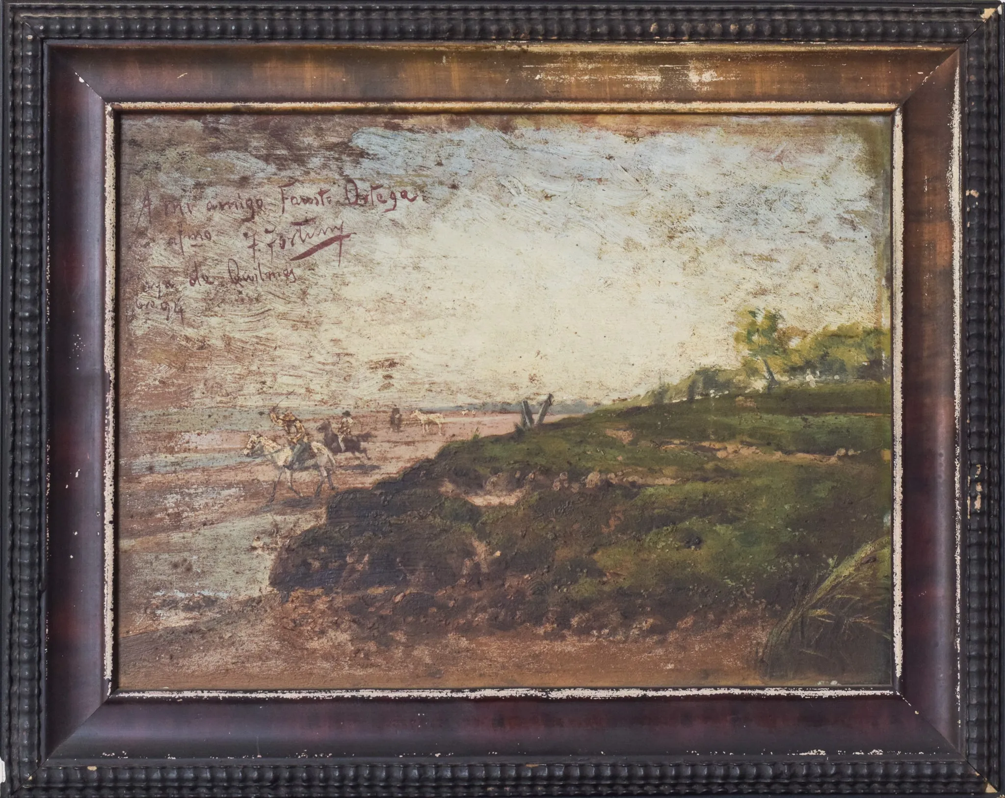 Argentinian Seascape with Horses - Signed F. Fortuny