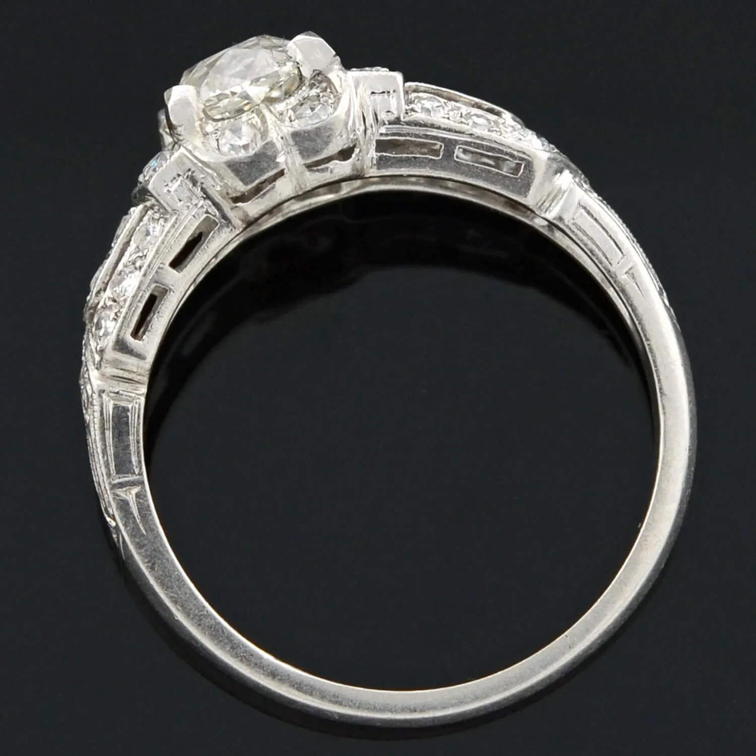 Art Deco Platinum Diamond Engagement Ring 1.05ct center