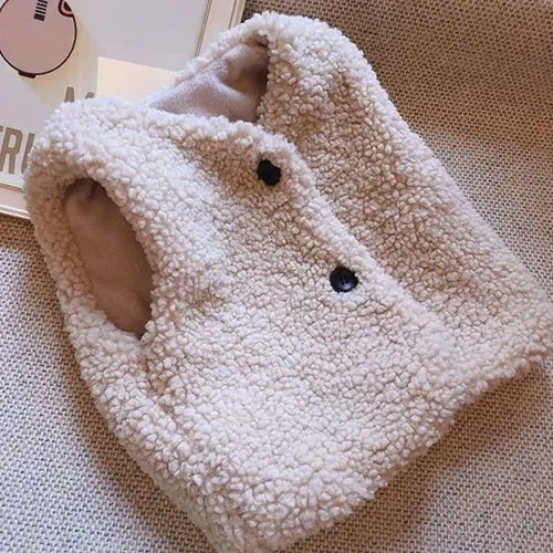 Autumn Winter Baby Lamb Wool Plus Velvet Waistcoat Girls Boys Plush