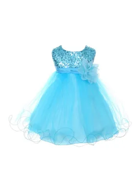 Baby Girls Sequin Illusion Tulle Flower Girl Dress 6-24M