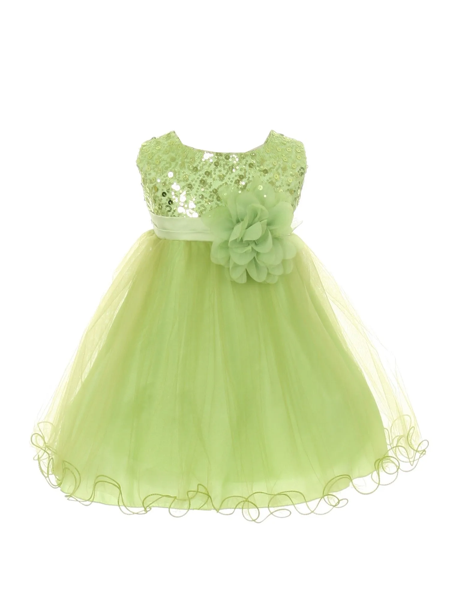 Baby Girls Sequin Illusion Tulle Flower Girl Dress 6-24M