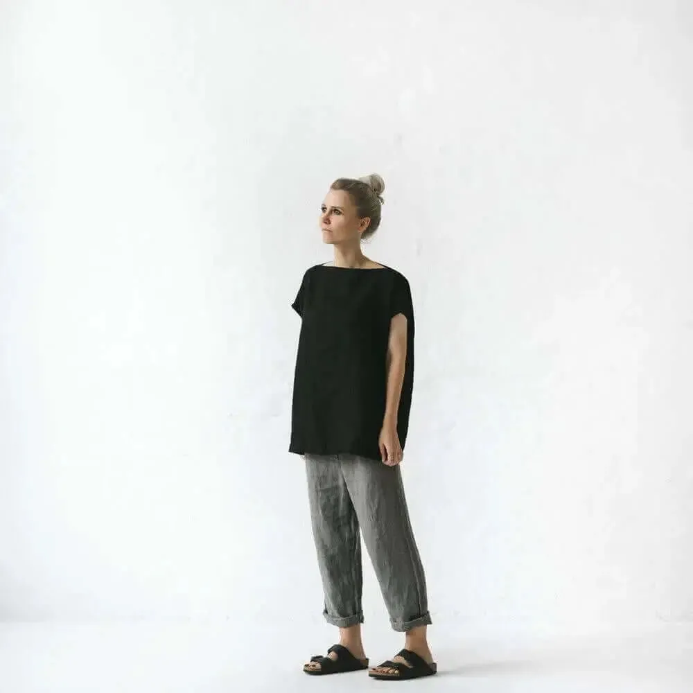 Baltic Linen Top in Black by Seaside Tones