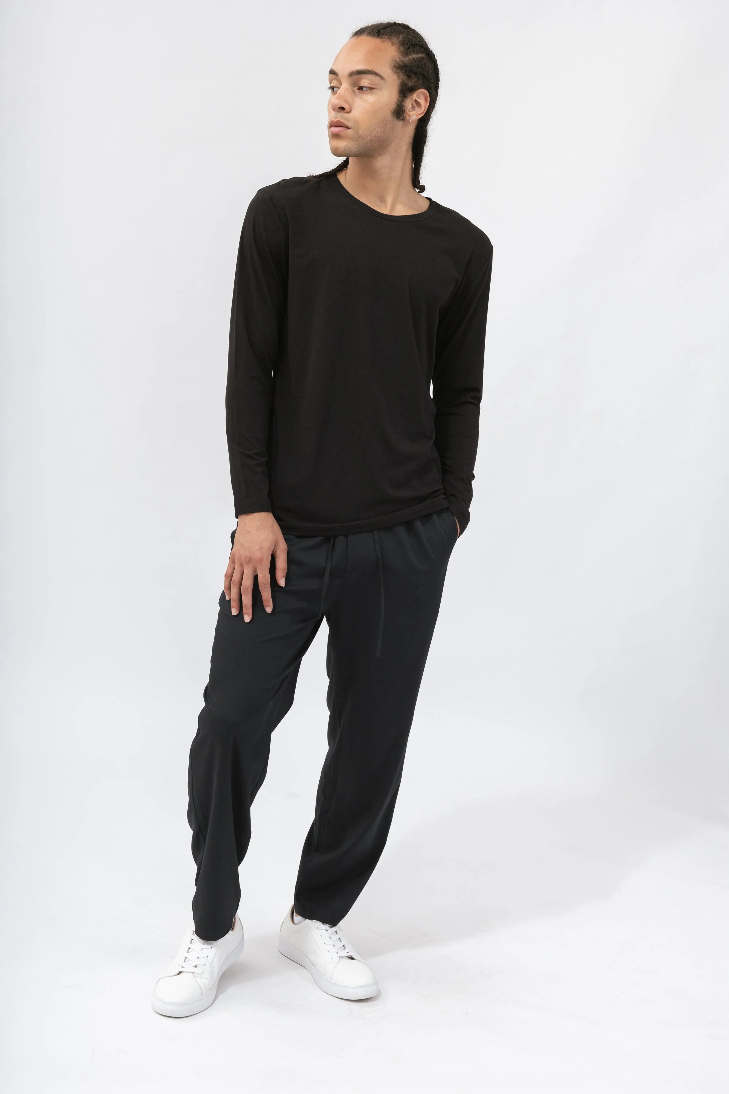 Bamboo Contrast Piping Long Sleeve Tee