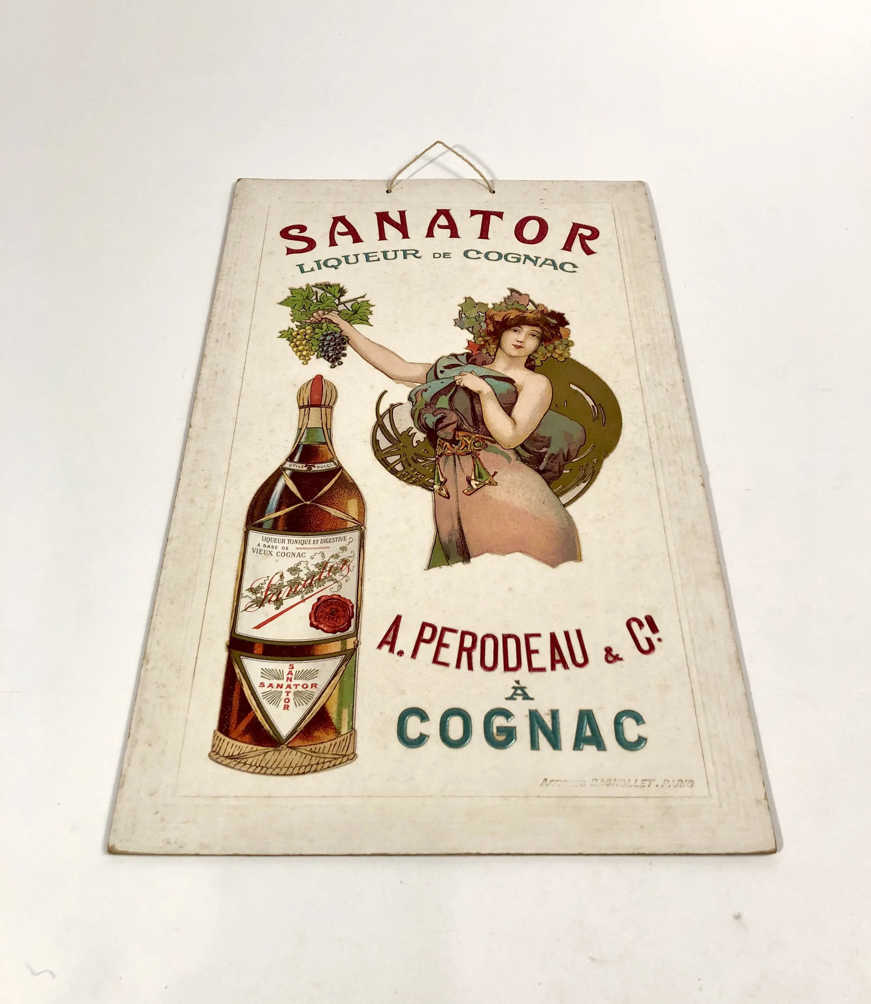 Beautiful Art Nouveau SANATOR LIQUEUR DE COGNAC Store Display, Advertising Sign