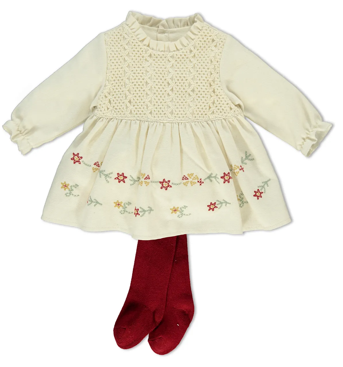 Bebetto Dress And Tights Set Cream (6mths-2yrs)