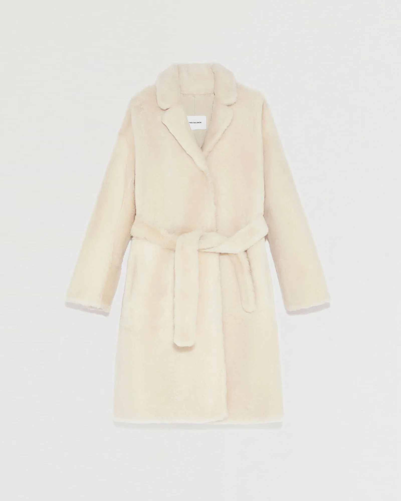 Belted shearling coat