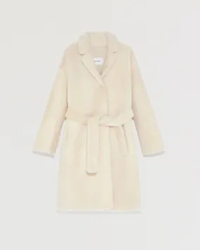 Belted shearling coat