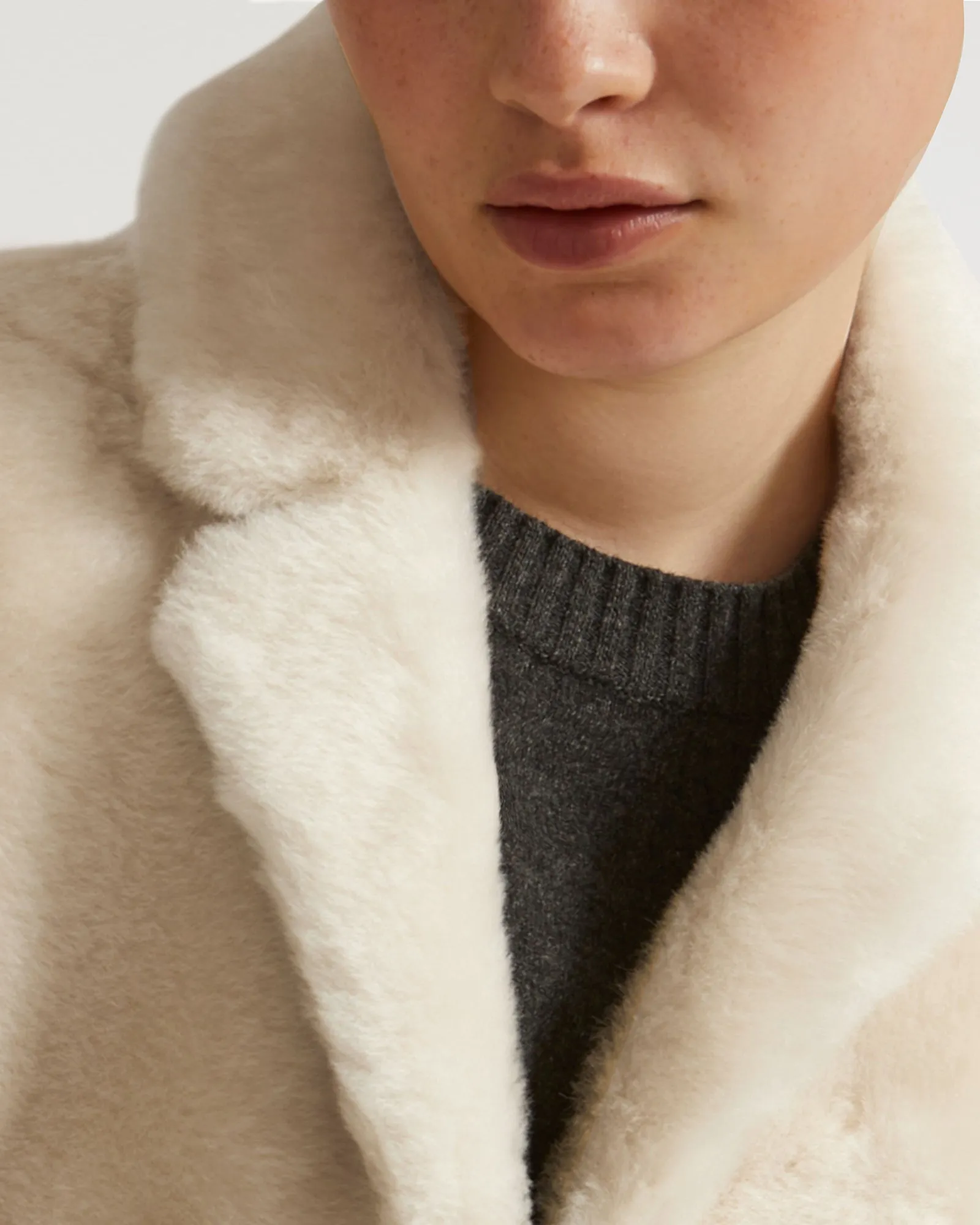 Belted shearling coat