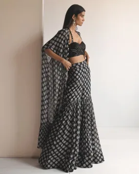 Black Butti Print Gharara Set