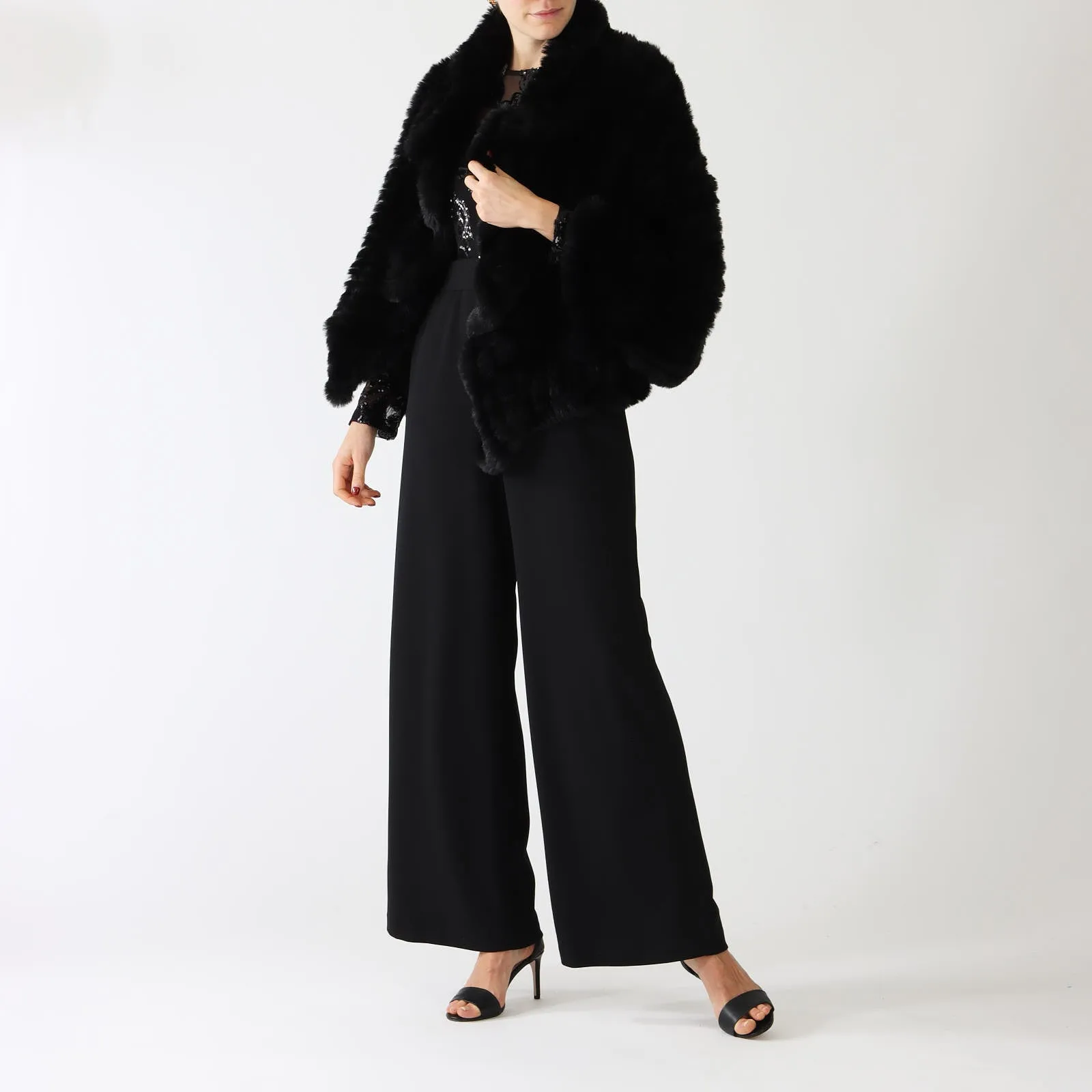 Black Faux Fur Bolero Jacket