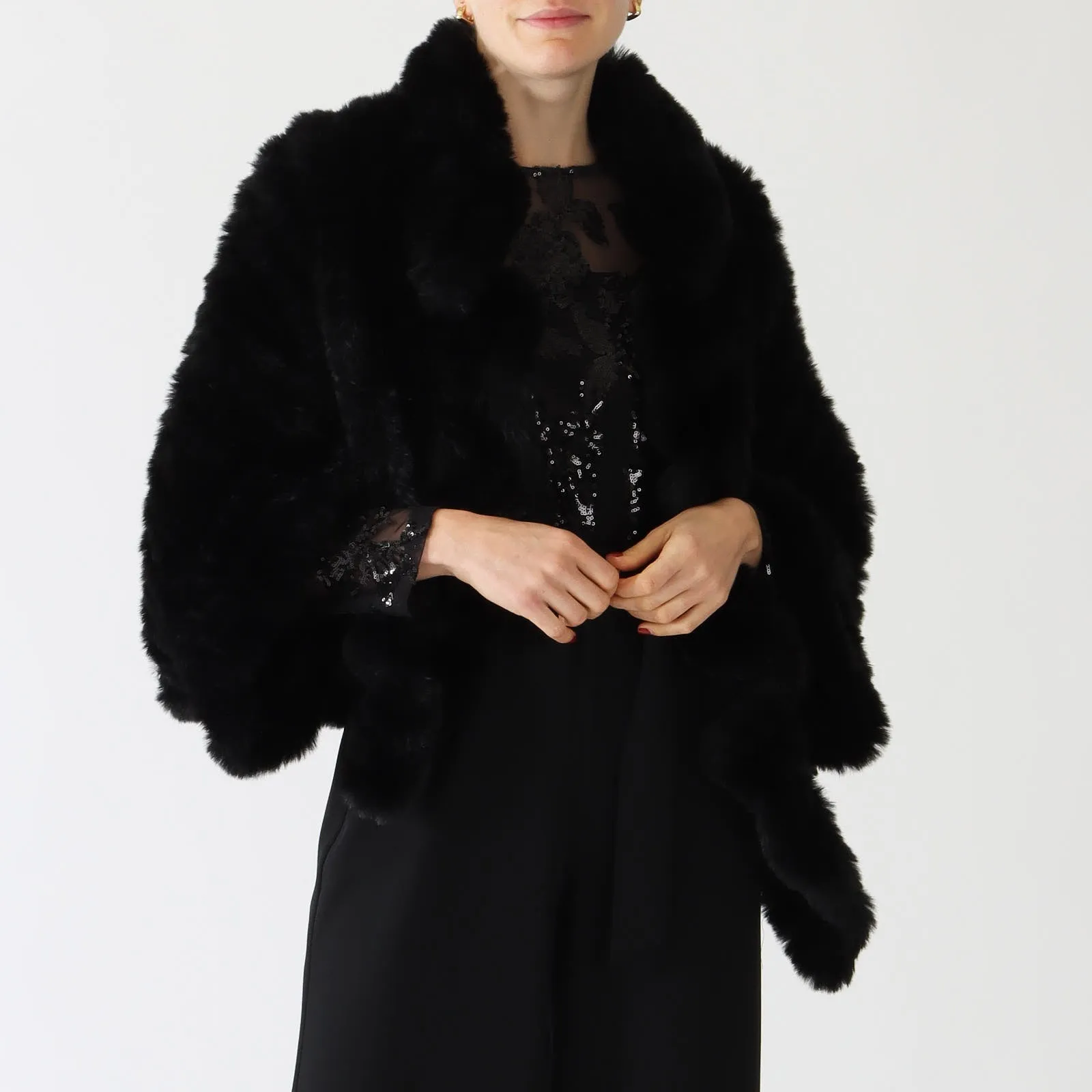 Black Faux Fur Bolero Jacket