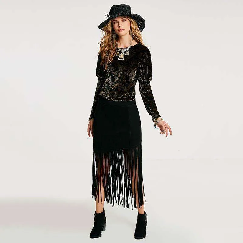 Black Tassel Bohemian Skirt