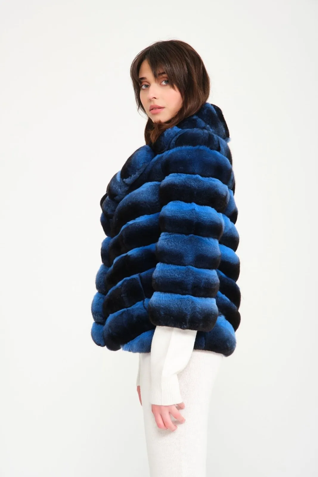 Blue Chinchilla Fur Coat