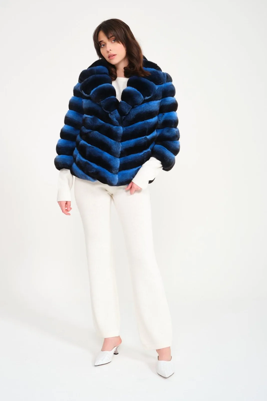 Blue Chinchilla Fur Coat