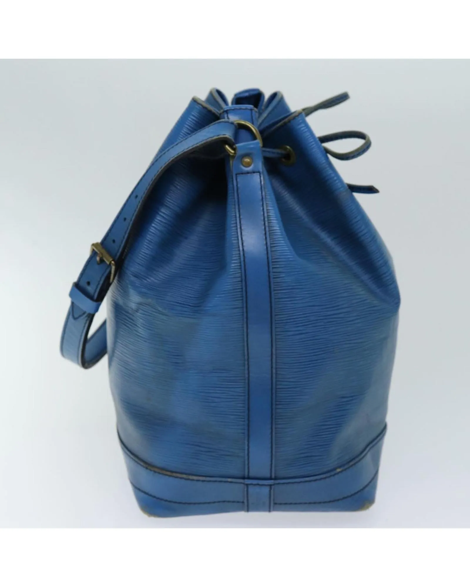 Blue Epi Leather Shoulder Bag with Adjustable Strap and Serial Number