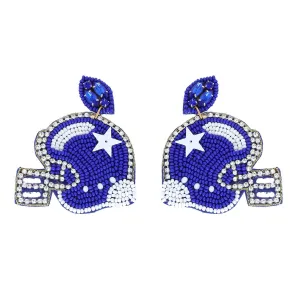 Blue Football Helmet Earrings