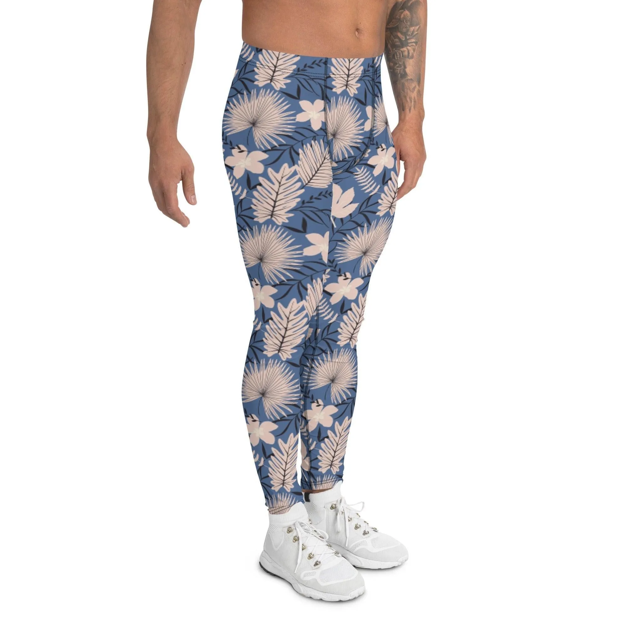 Blue Tropical Flower Men's Leggings