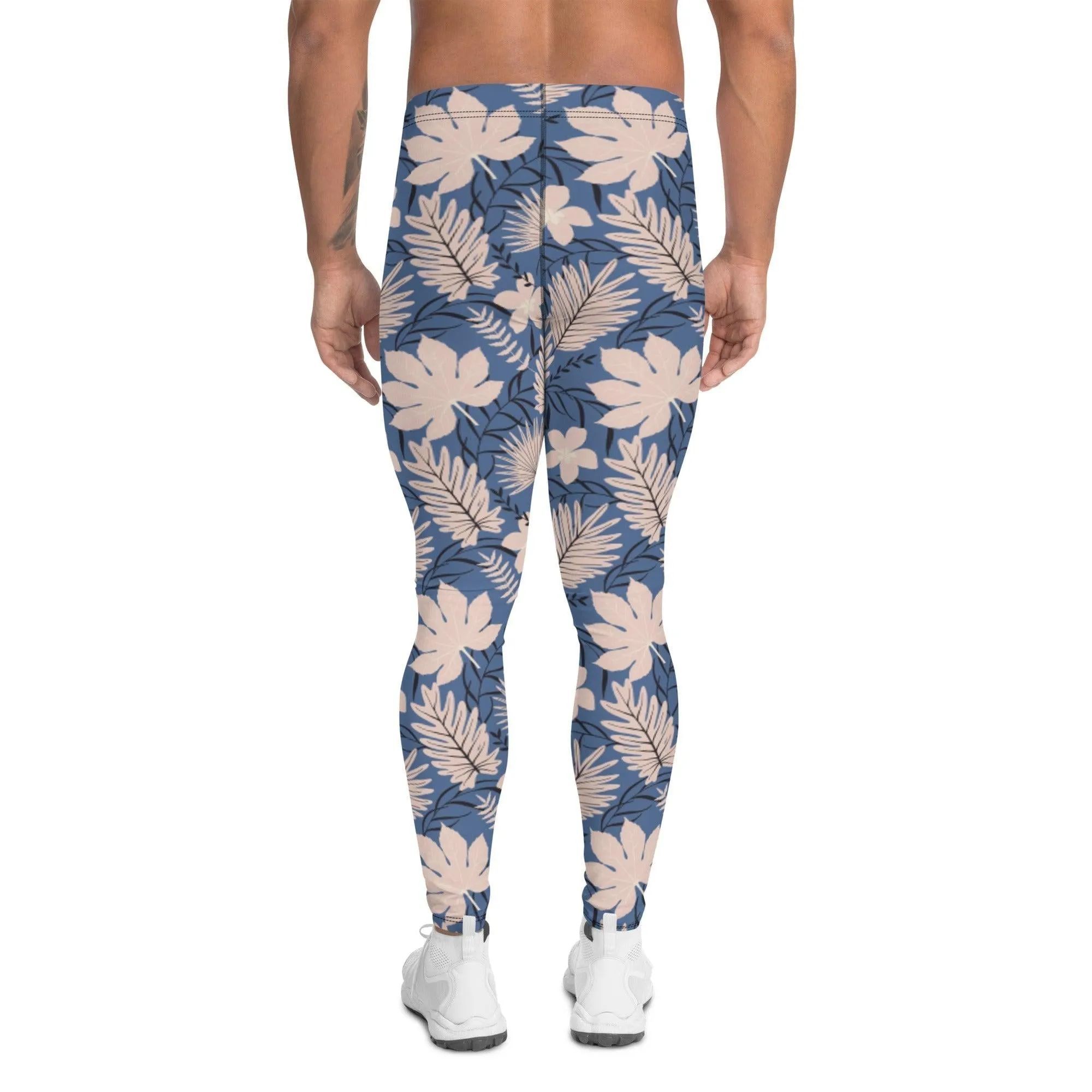 Blue Tropical Flower Men's Leggings