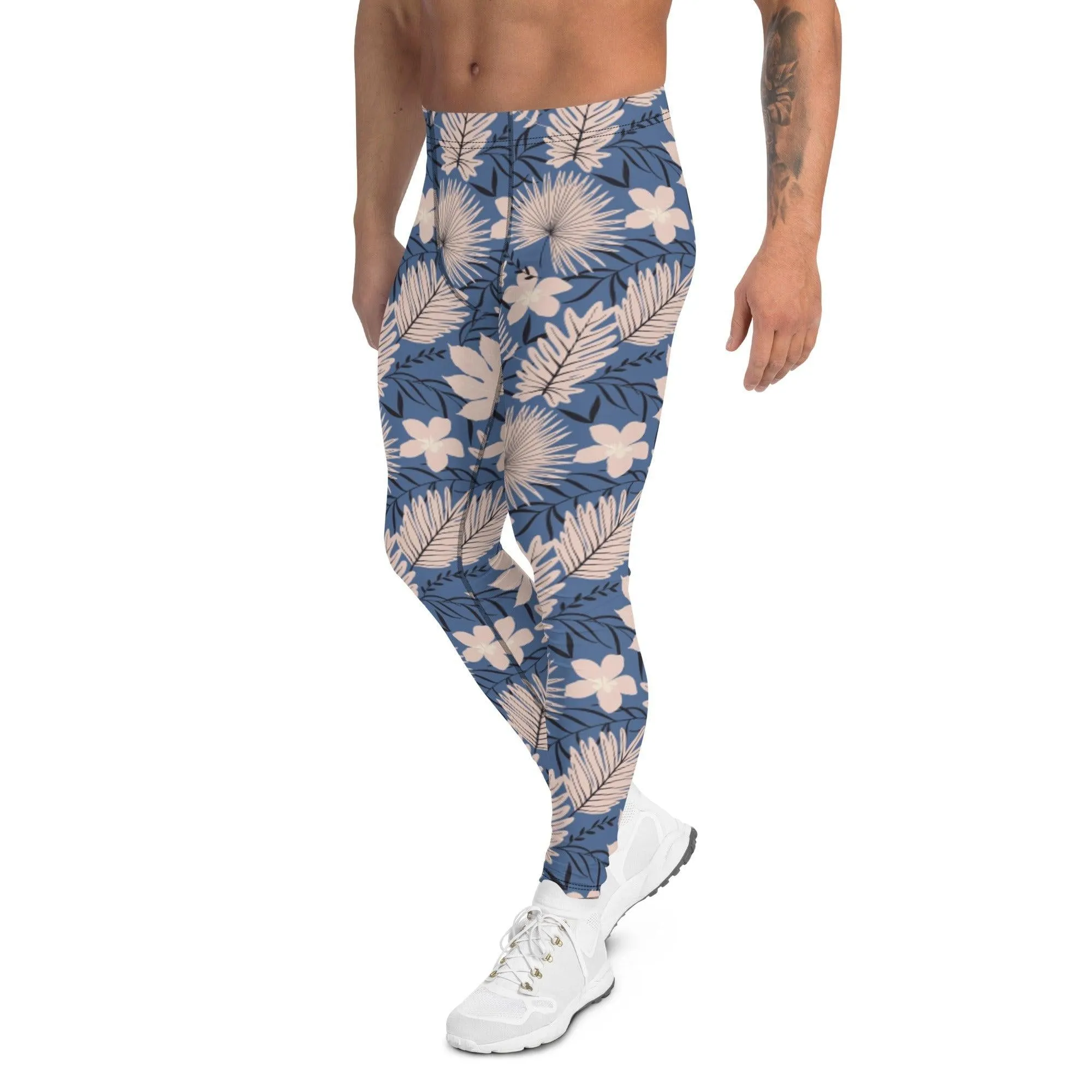 Blue Tropical Flower Men's Leggings