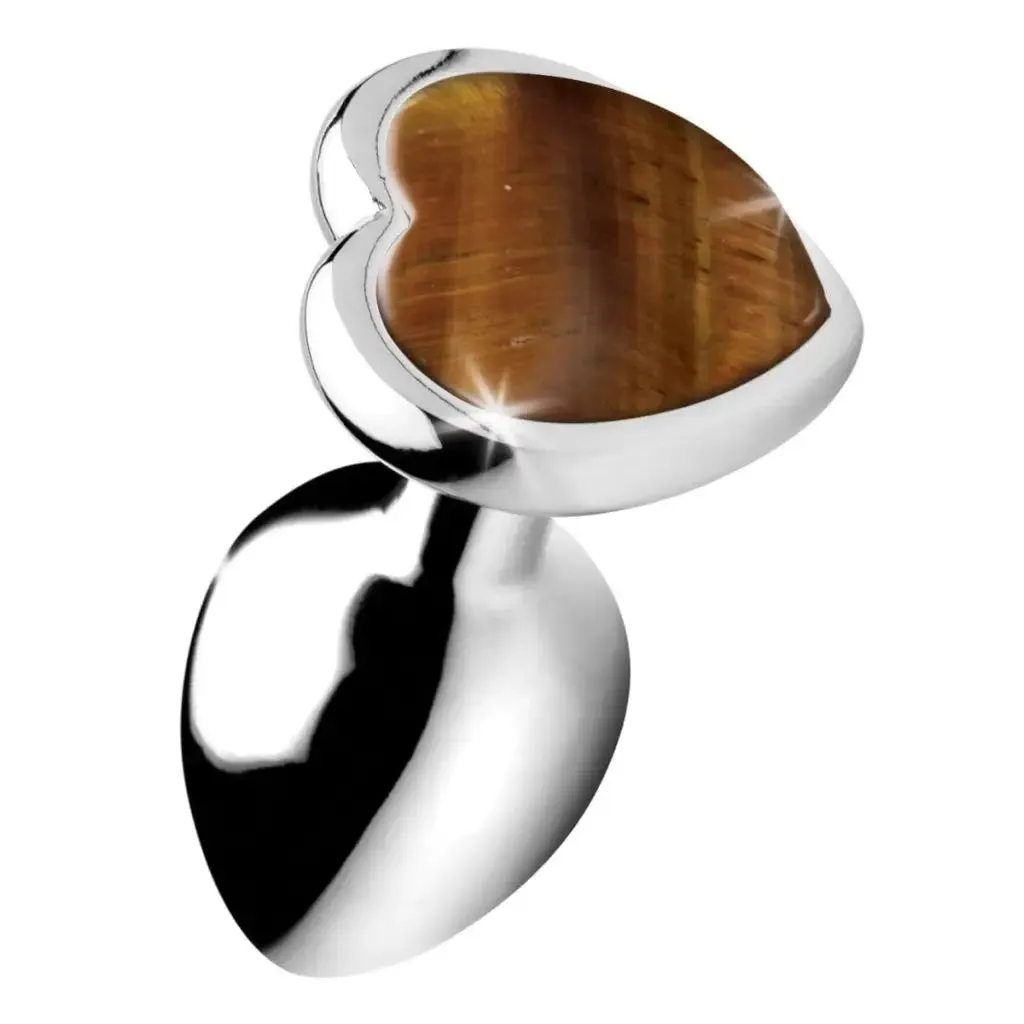 Booty Sparks Authentic Tigers Eye Gemstone Heart Anal Plug