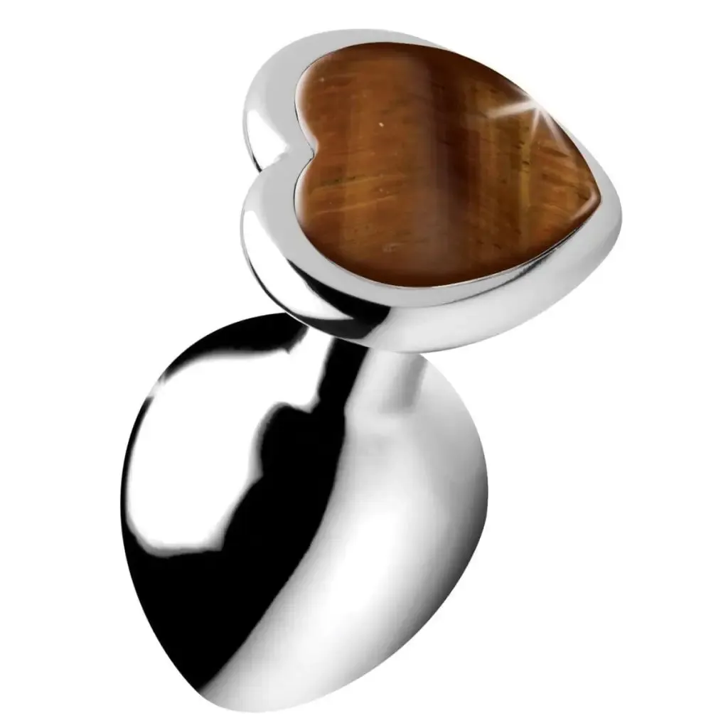 Booty Sparks Authentic Tigers Eye Gemstone Heart Anal Plug