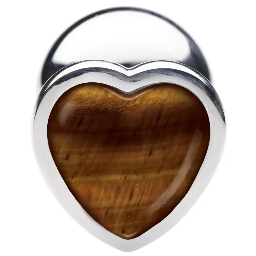 Booty Sparks Authentic Tigers Eye Gemstone Heart Anal Plug