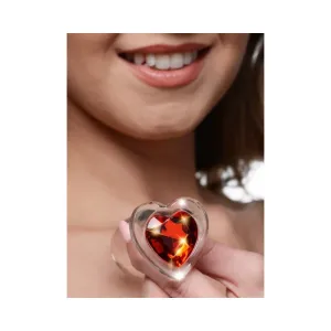 Booty Sparks Red Heart Gem Glass Anal Plug - Large