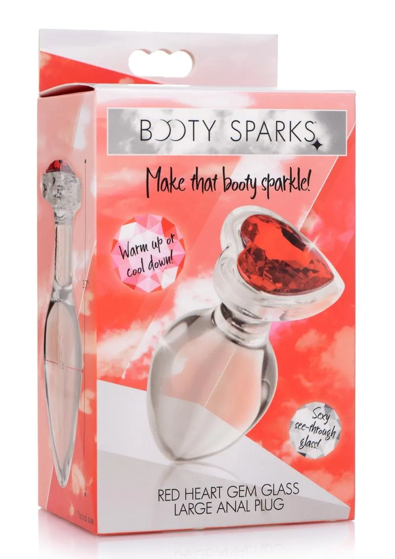 Booty Sparks Red Heart Gem Glass Anal Plug