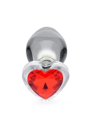 Booty Sparks Red Heart Gem Glass Anal Plug