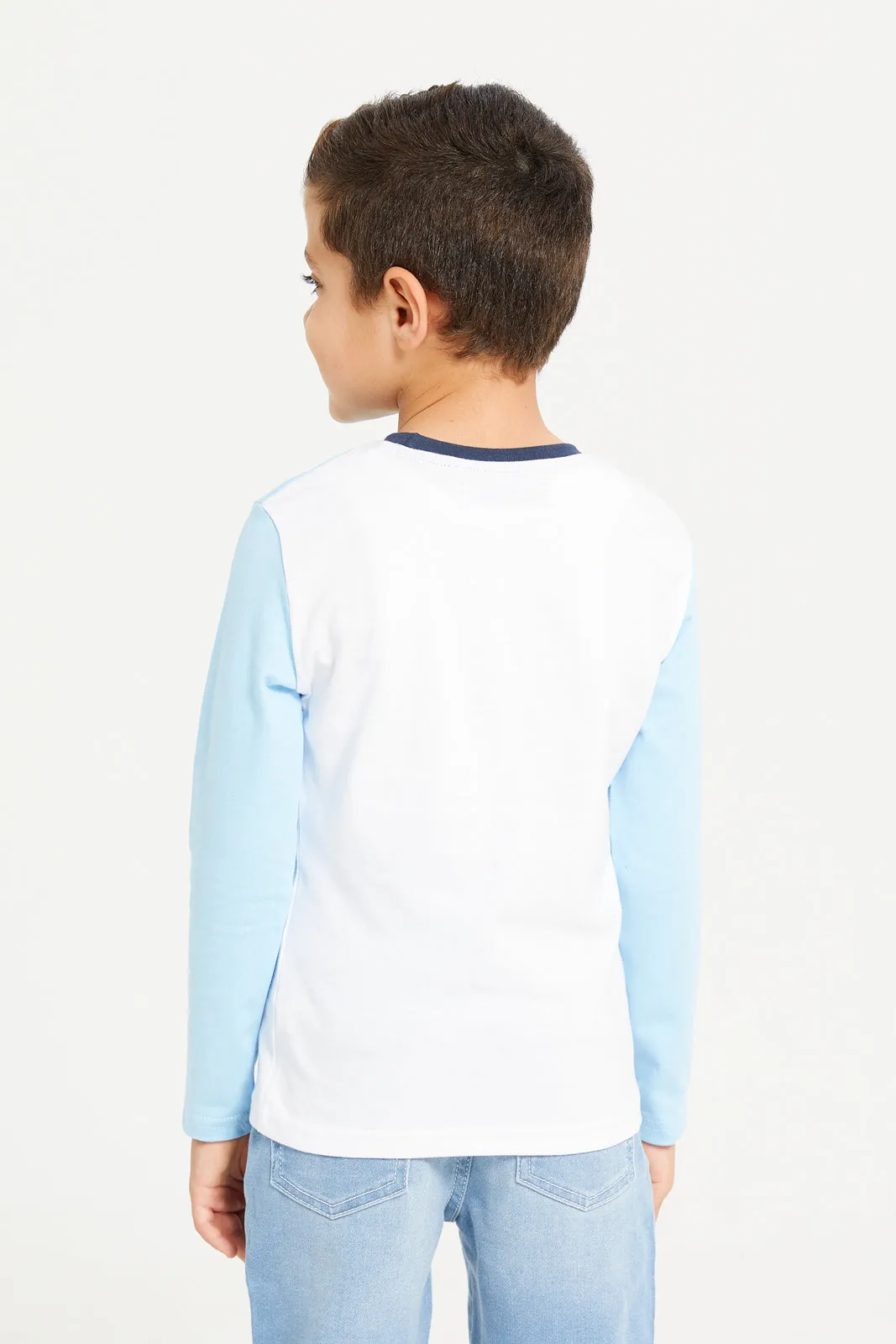 Boys Blue And White Long Sleeved T-Shirt