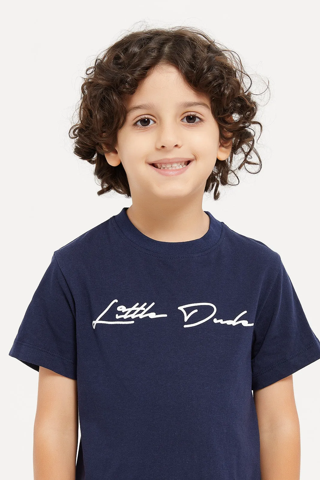 Boys Brown And Navy Shirt Set (2 Piece)