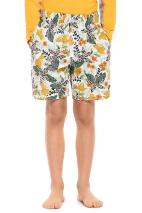 Boy's Island Swim Trunks | Apricot Crush Floral Paradise