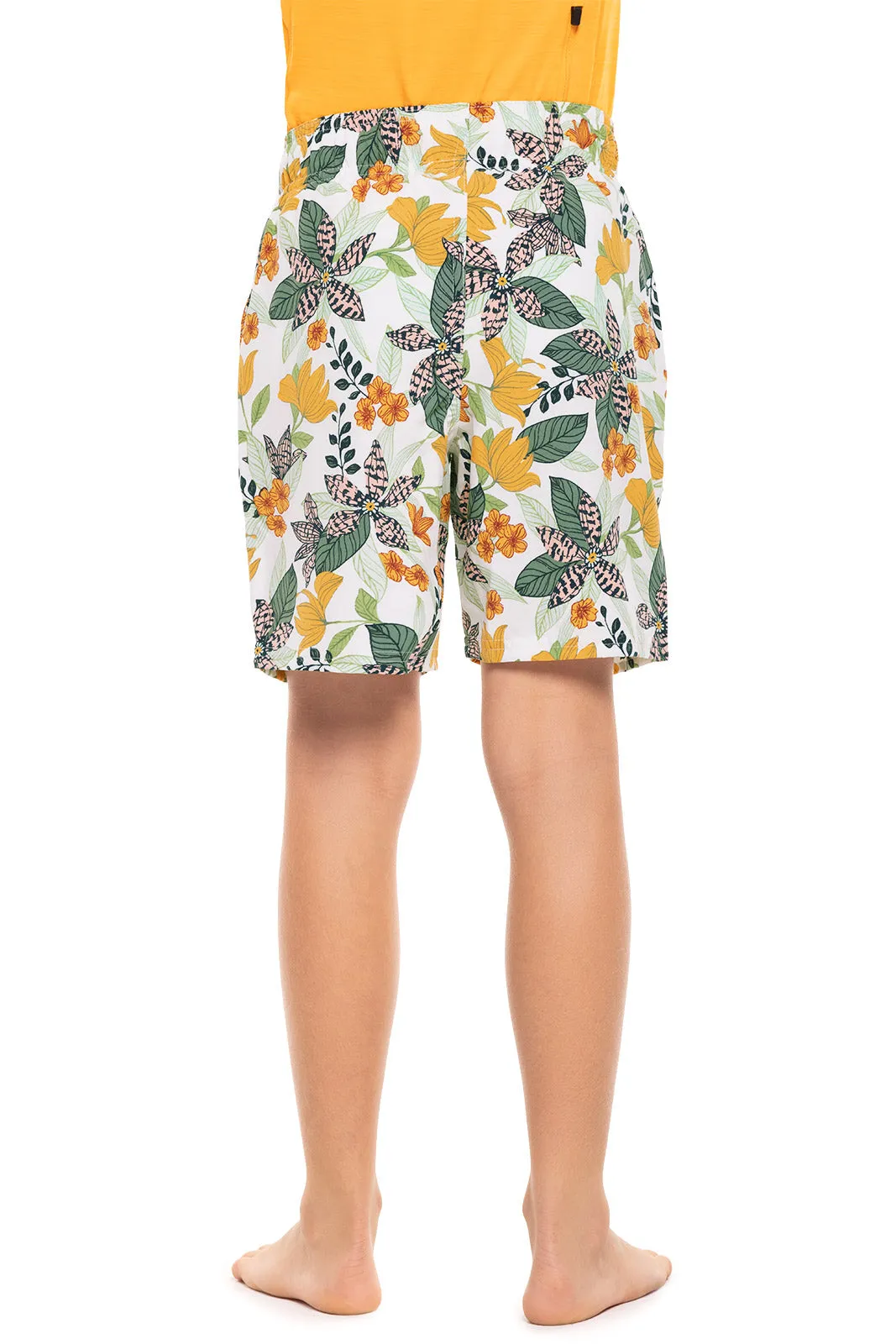 Boy's Island Swim Trunks | Apricot Crush Floral Paradise