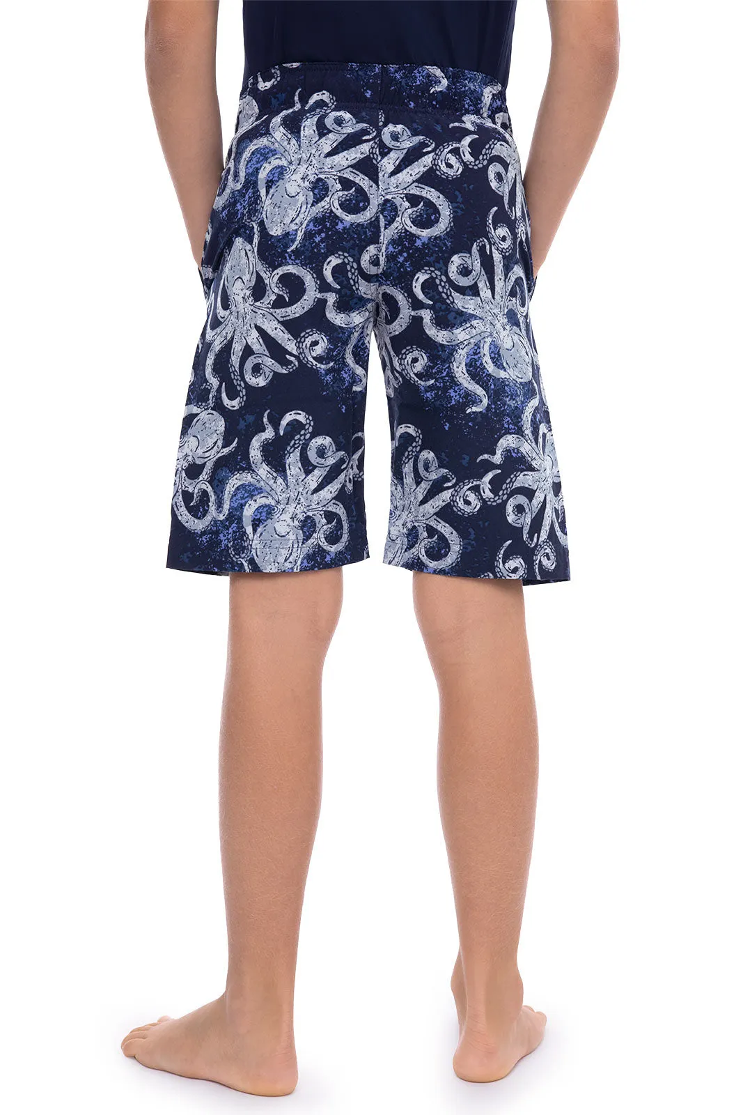 Boy's Island Swim Trunks | Navy Octopus