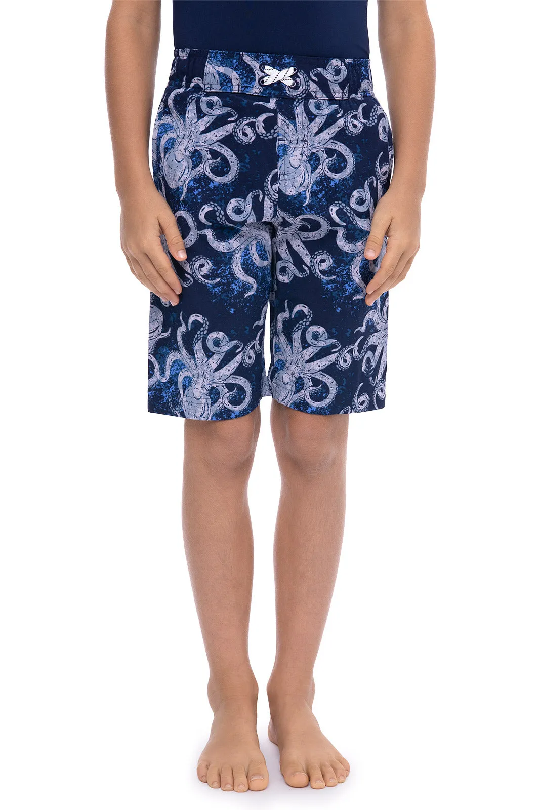 Boy's Island Swim Trunks | Navy Octopus