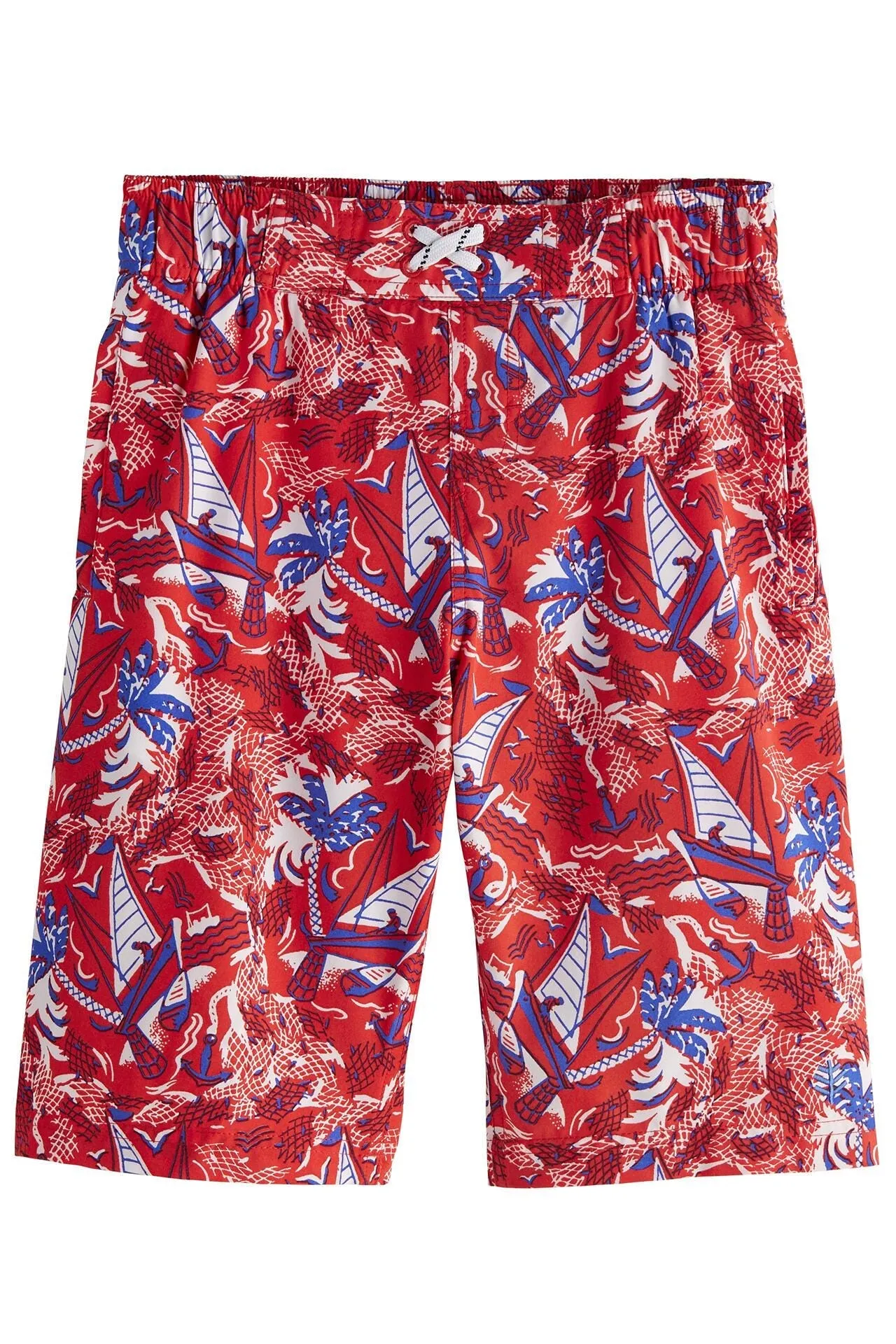 Boy's Island Swim Trunks | Radiant Red Anchors Away