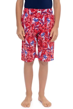 Boy's Island Swim Trunks | Radiant Red Anchors Away