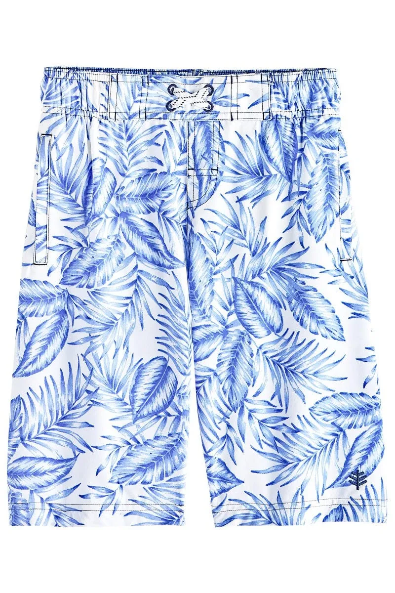 Boy's Island Swim Trunks | White Ohana Palm