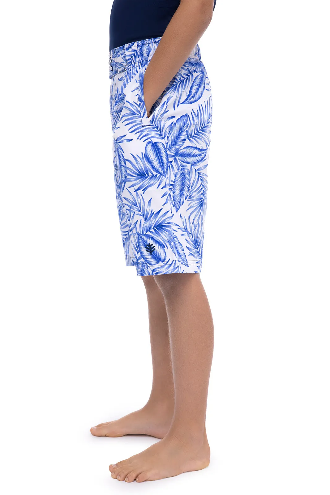 Boy's Island Swim Trunks | White Ohana Palm