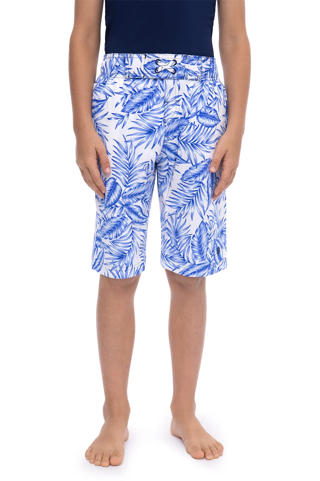 Boy's Island Swim Trunks | White Ohana Palm