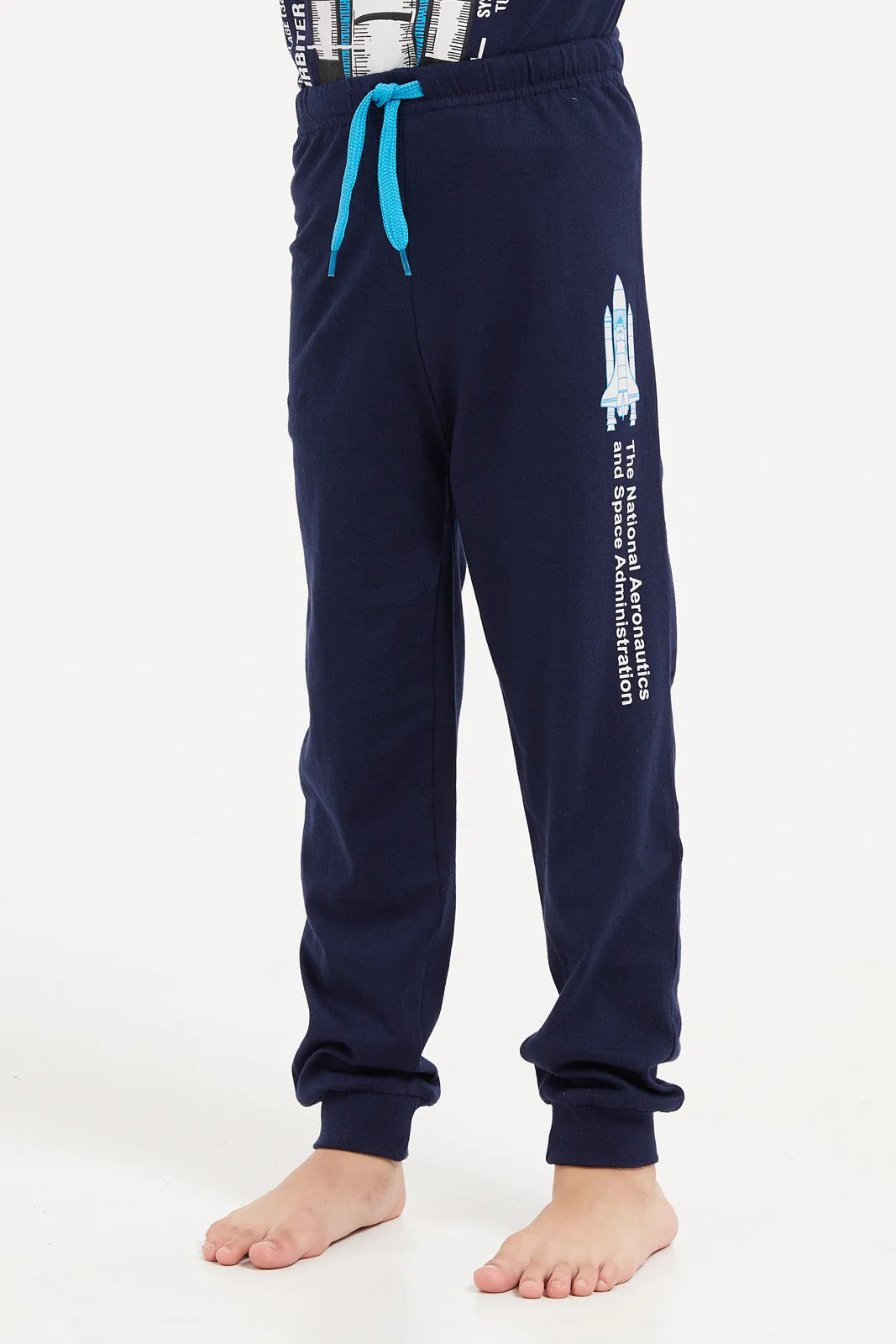 Boys Navy Rocket Pyjama Set (2 Piece)