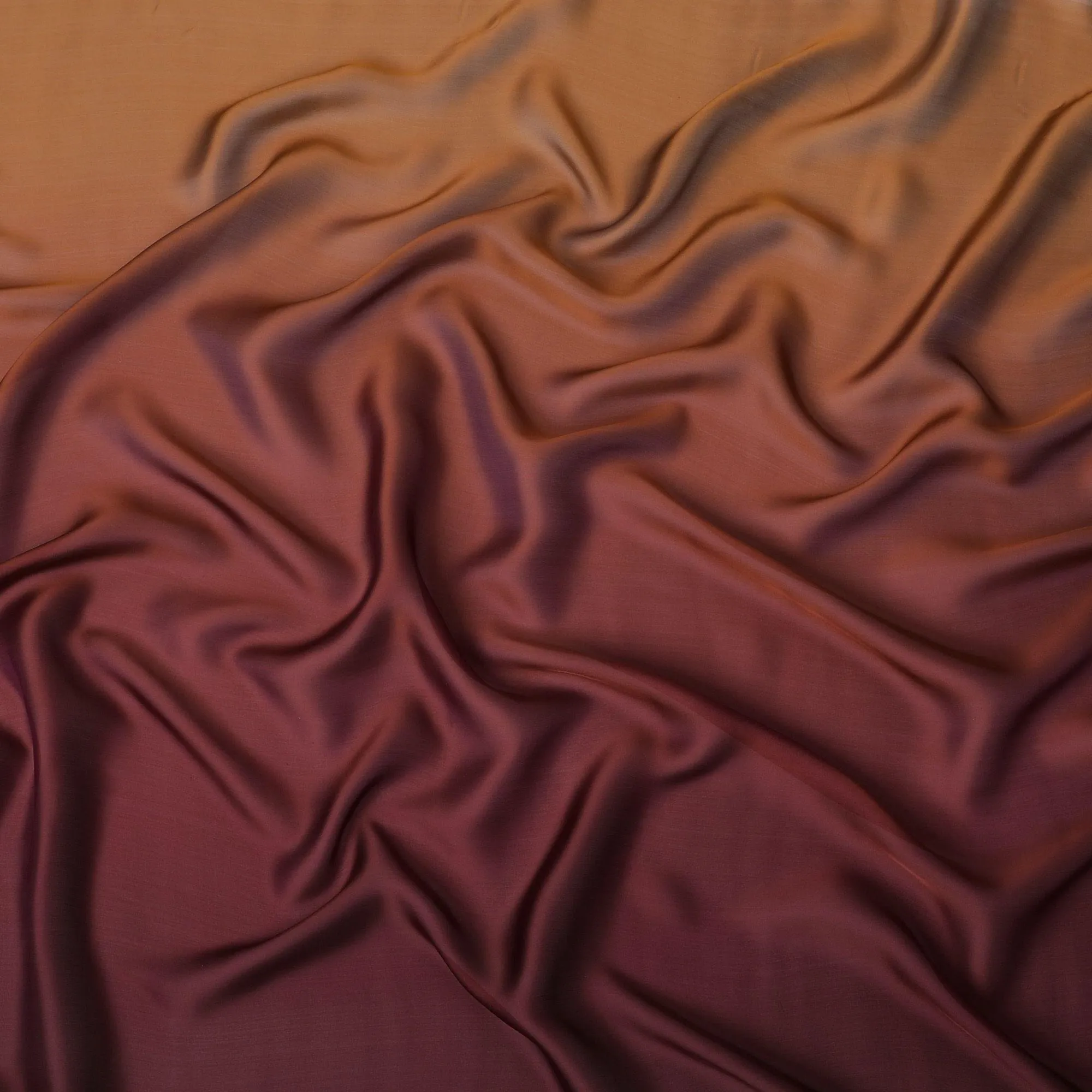 Brown to maroon Premium Pure silk chiffon fabric in ombre design-D13395