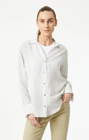 BUTTON-UP LONG SLEEVE SHIRT IN BLACK STRIPE