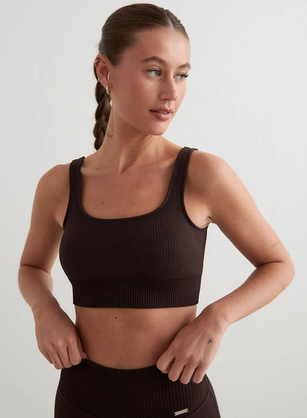 Cacao Ribbed Seamless Bra