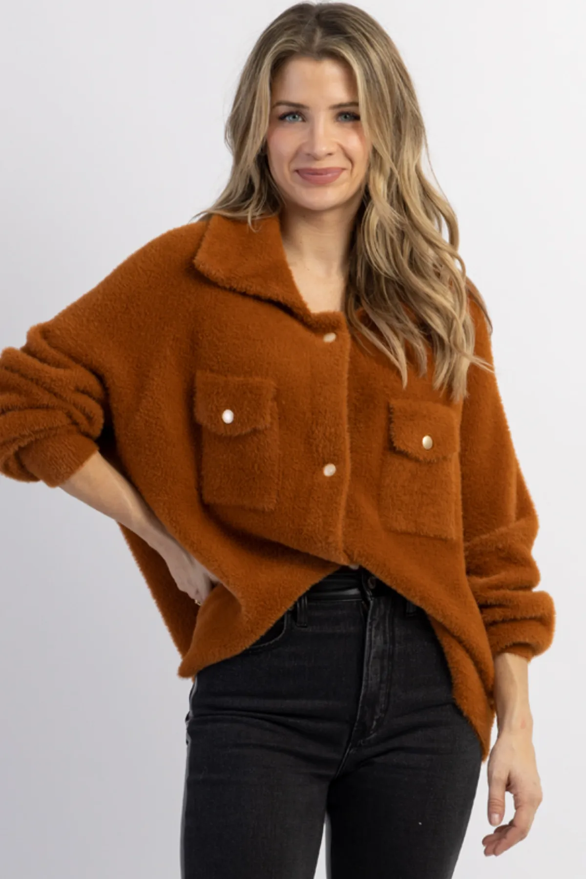 CAMEL FRANKIE SOFT FUR SHACKET