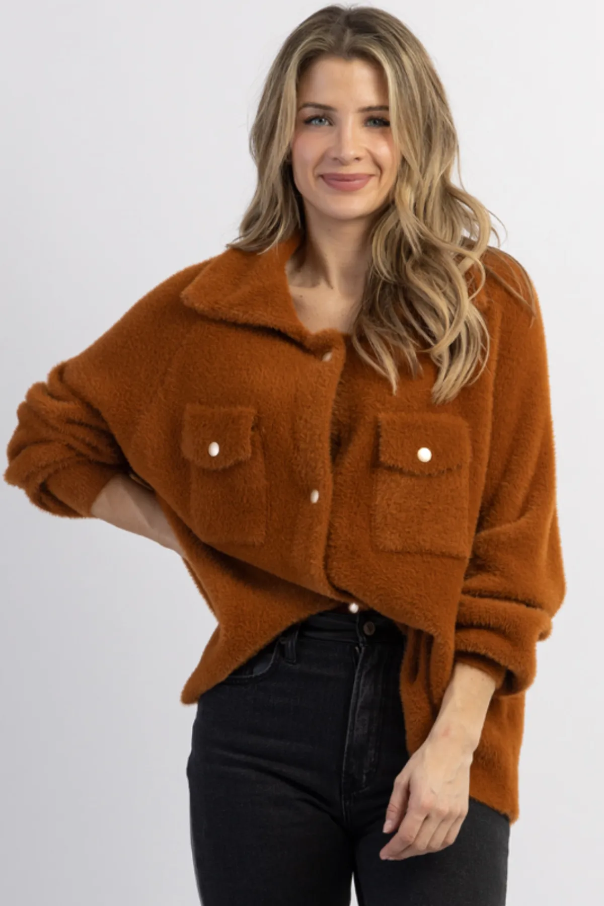 CAMEL FRANKIE SOFT FUR SHACKET